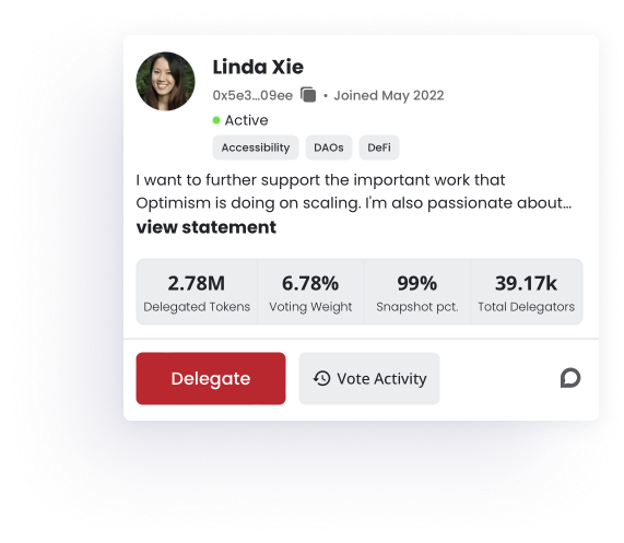 Linda Xie's Delegate Profile