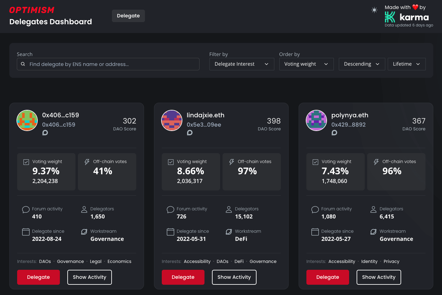 Optimism Delegate App